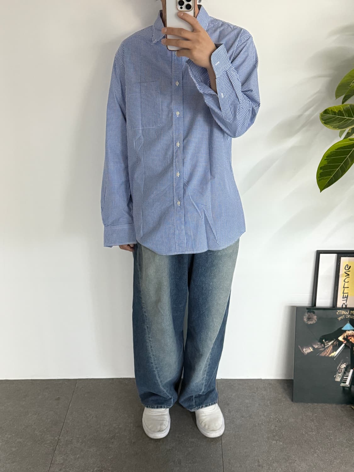 새상품급 유니클로 셔츠 블루체크 상품이미지4