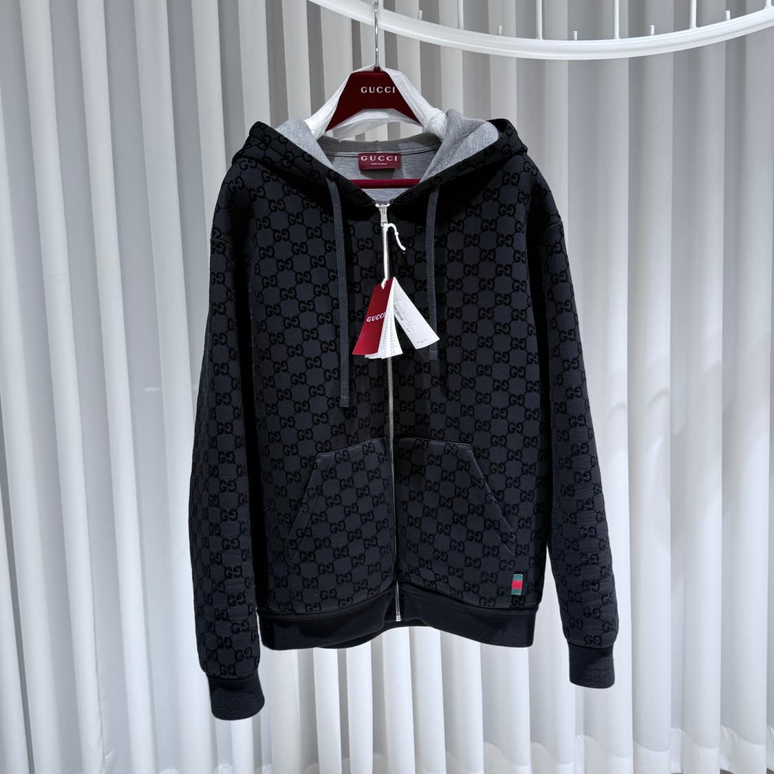 (25FW/L) / 구찌 GG 프린트 더블 저지 신상 후드집업  /미사용 상품이미지3