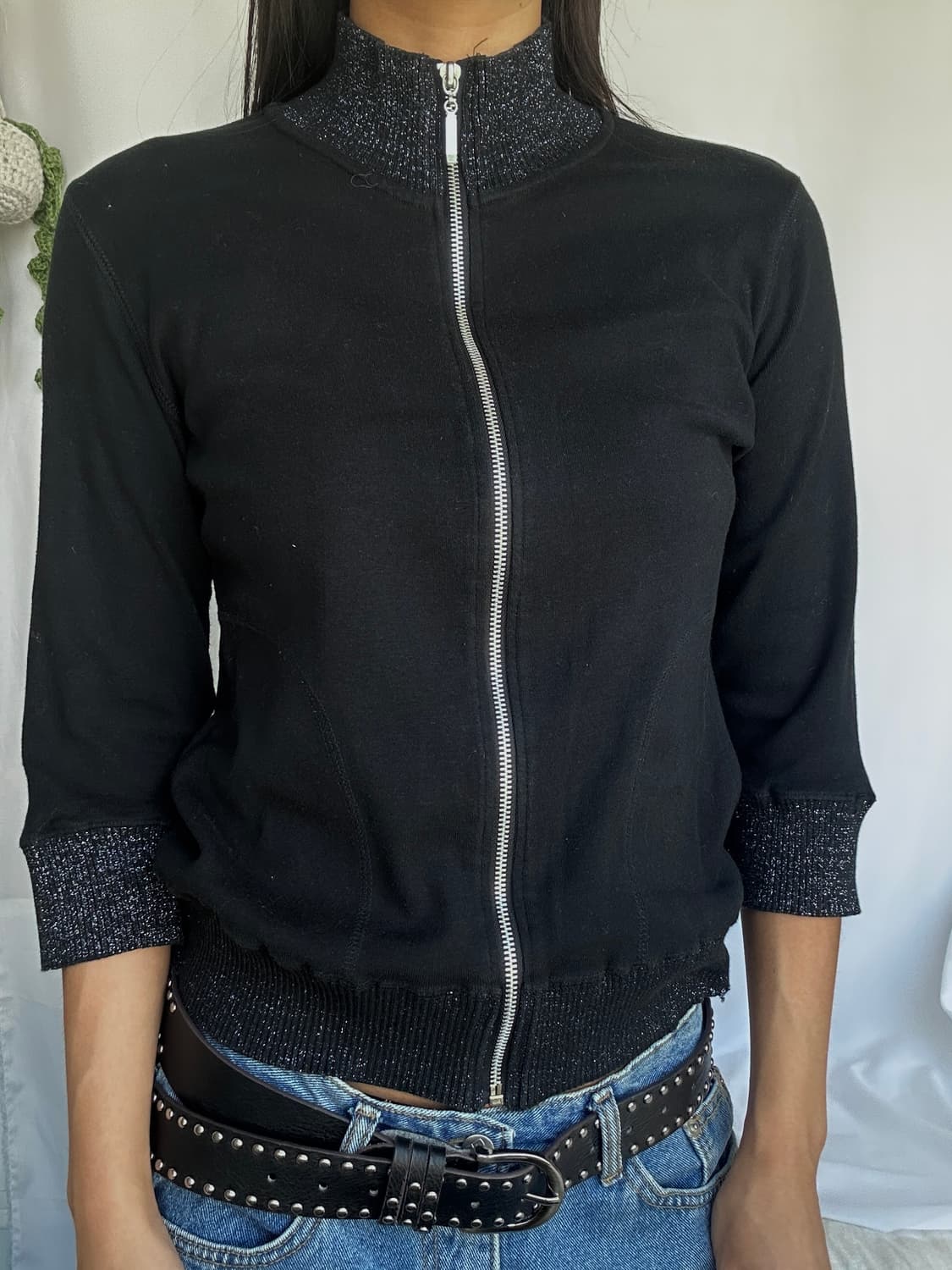 빈티지 7부 집업 가디건 상품이미지2