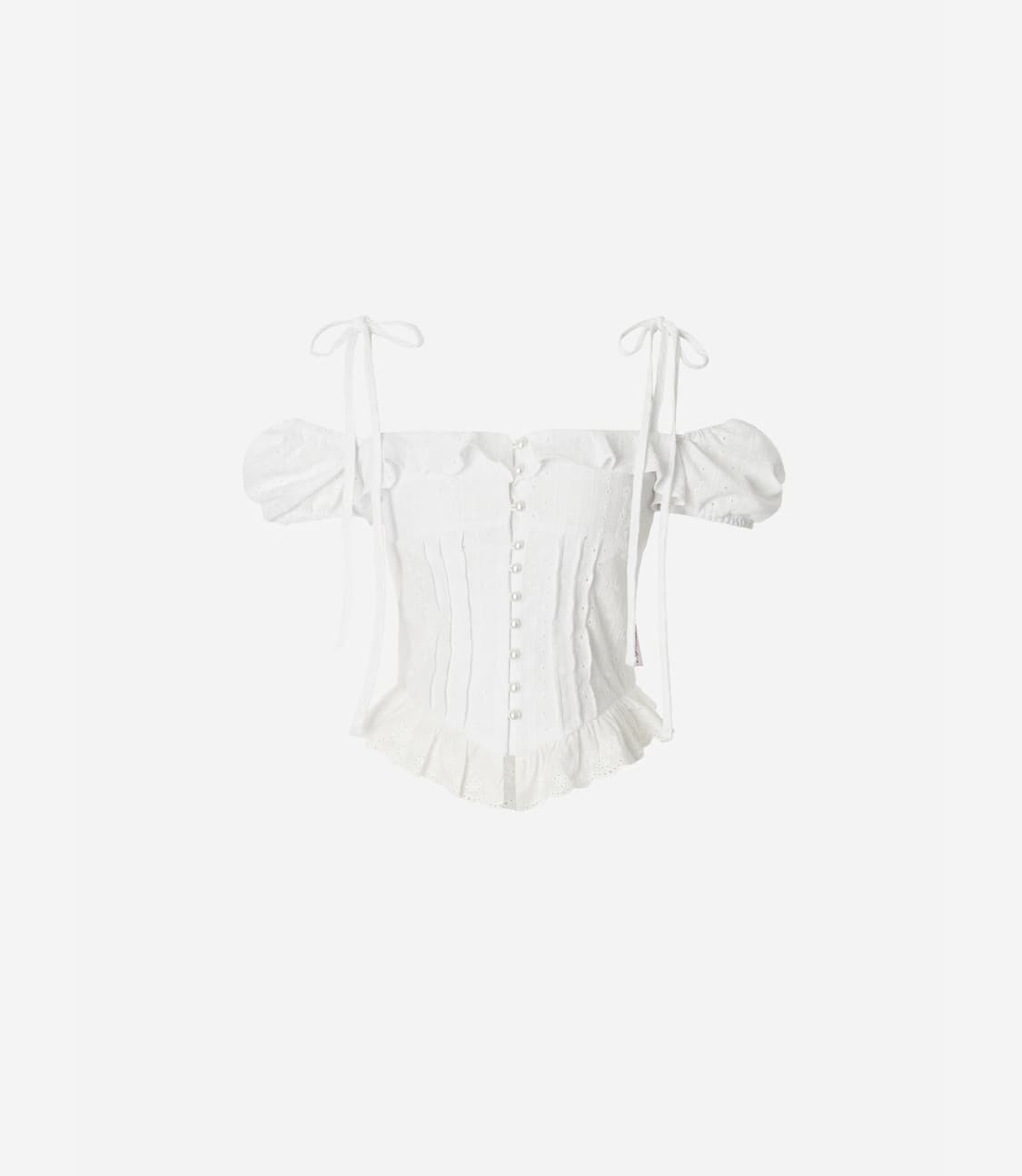 미개봉) 뉴얼린 로제 2 오프숄더 레이스 블라우스 화이트 상품이미지2