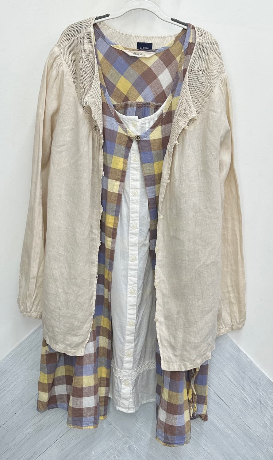 🍀하구미의 체크 모리걸 코디세트🍀 레이어드 원피스 러블리 그런지 상품이미지5