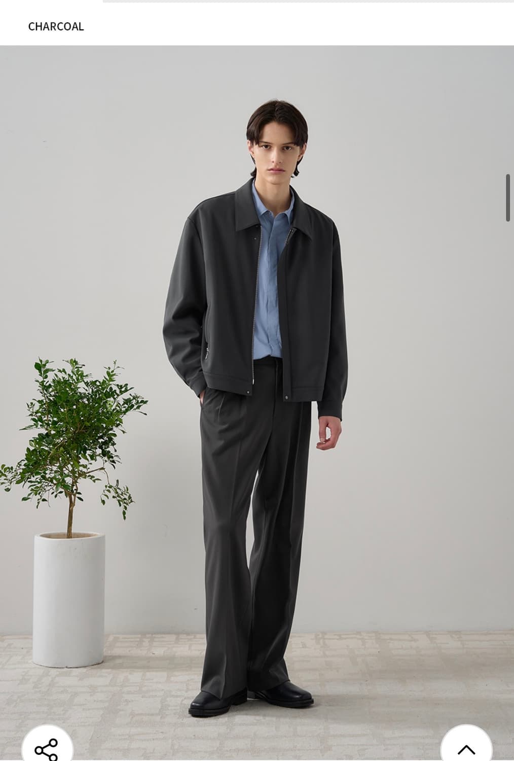 (L) 드로우핏 울 크롭 미니멀 블루종 자켓 [CHARCOAL] 판매 상품이미지3