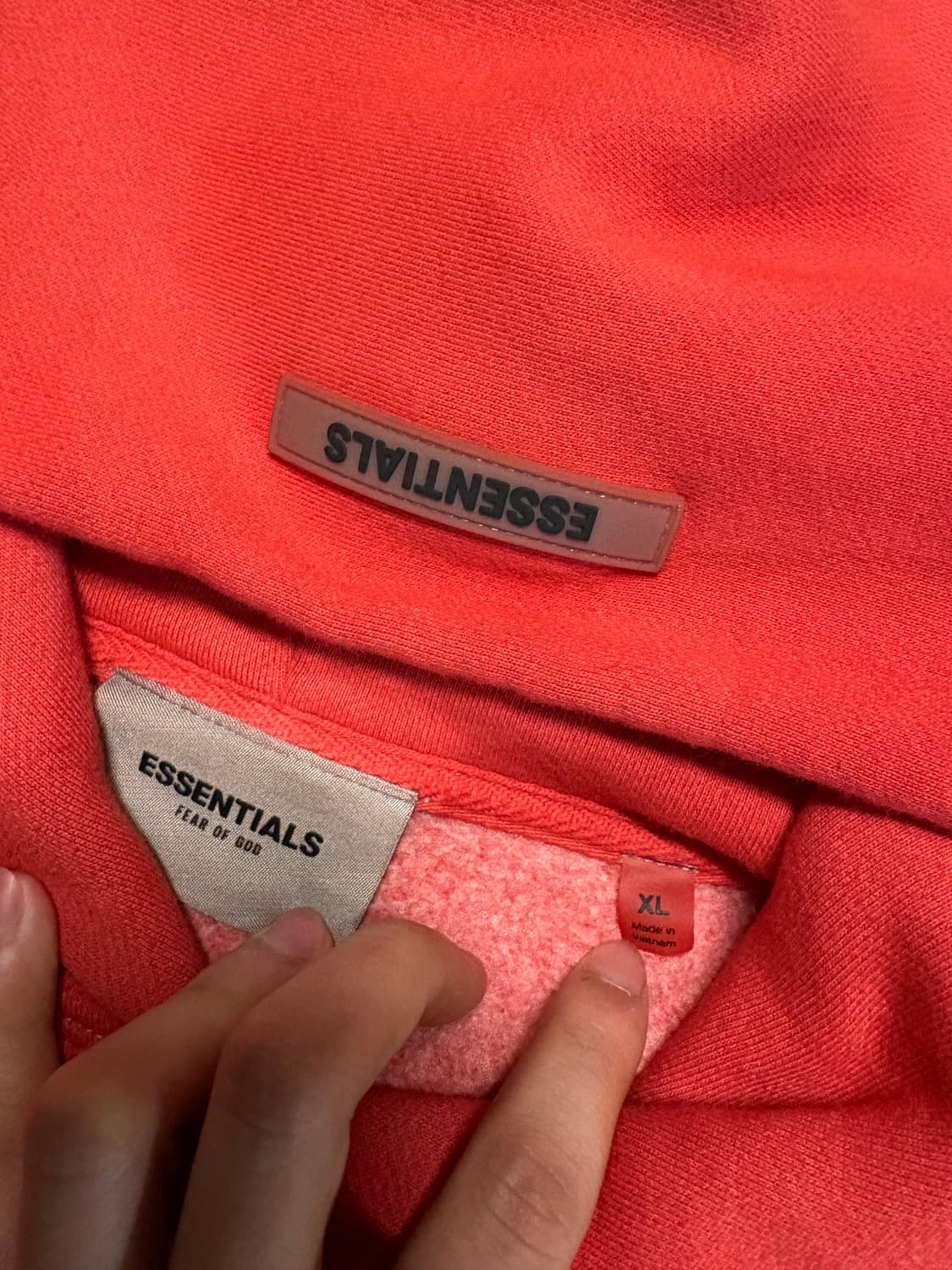 ESSENTIALS 레드 염색 커스텀 후드티 상품이미지2