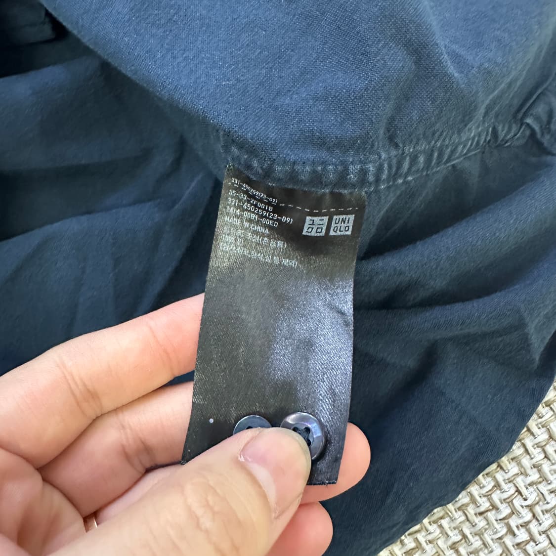XL 유니클로 네이비 코튼 긴팔 셔츠 0429D 상품이미지4