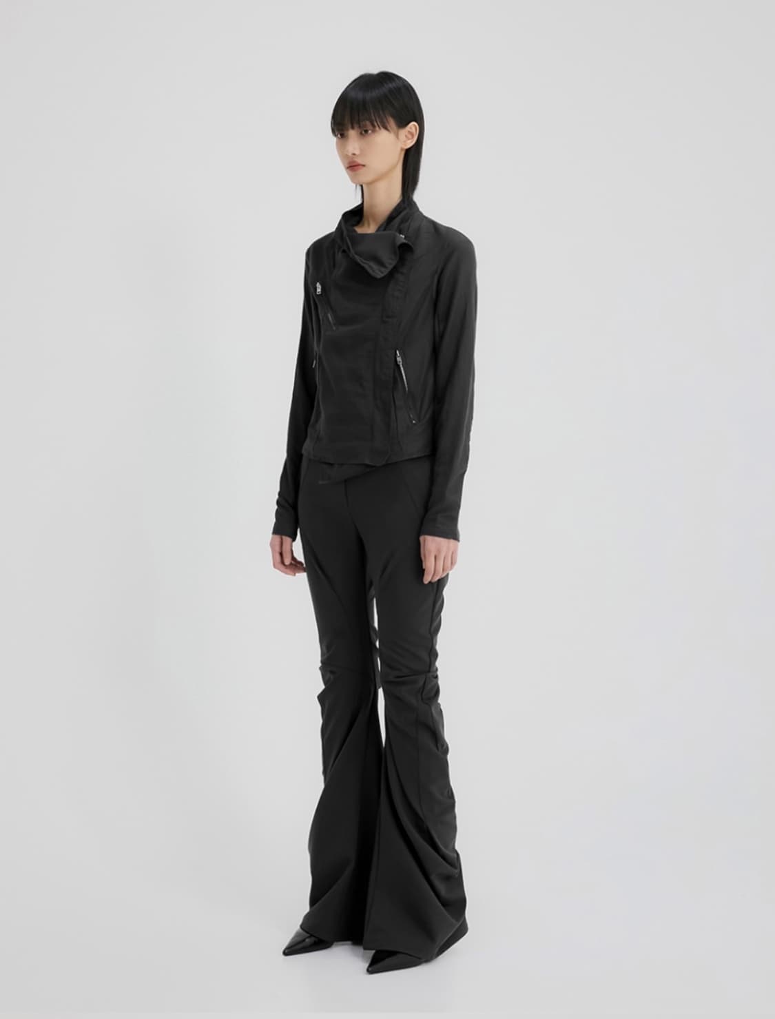 플레어업 Asymmetrical Drape Pants _ 블랙 상품이미지2