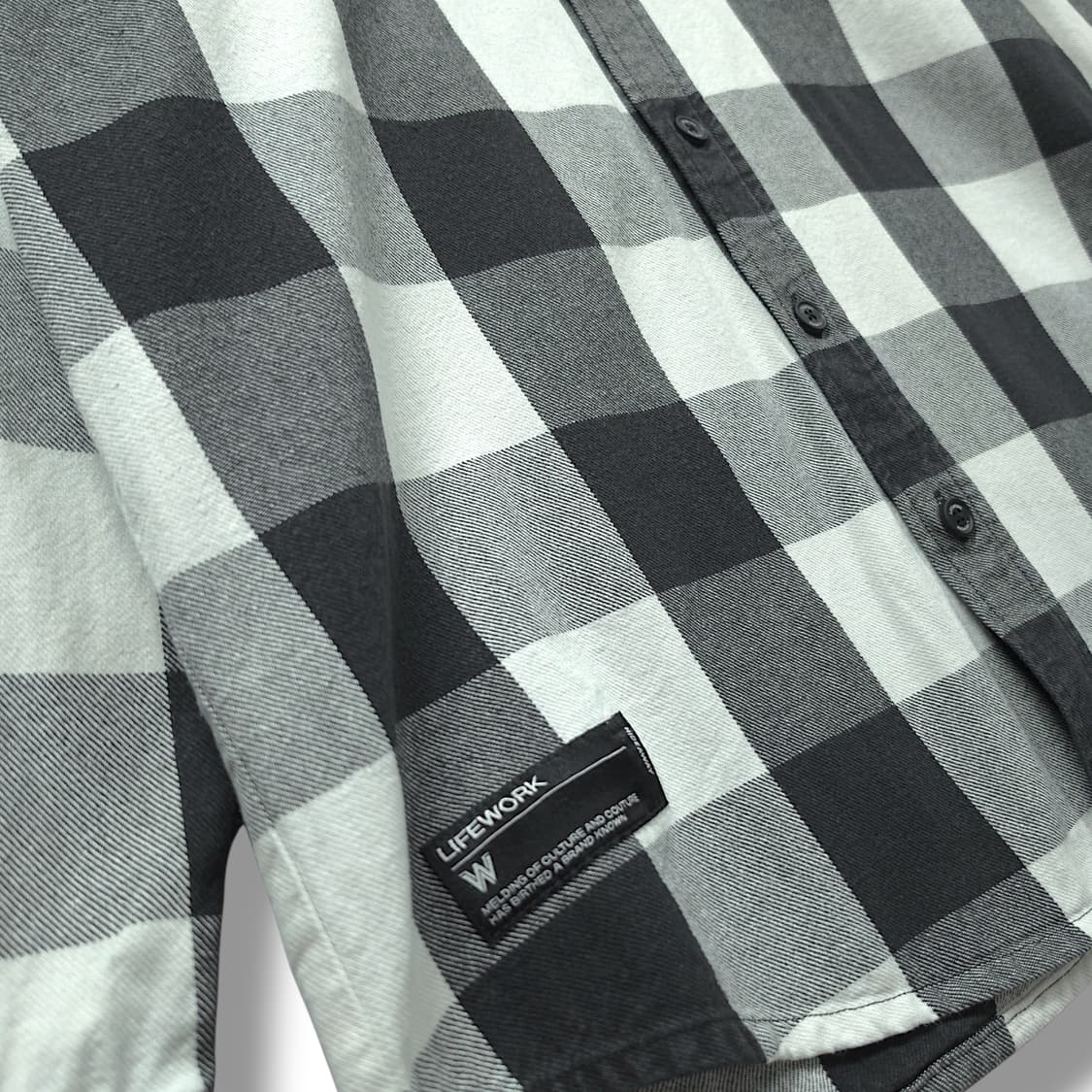 [M] 라이프워크 블랙&화이트 체크 멀티로고 코튼 긴팔셔츠 상품이미지7