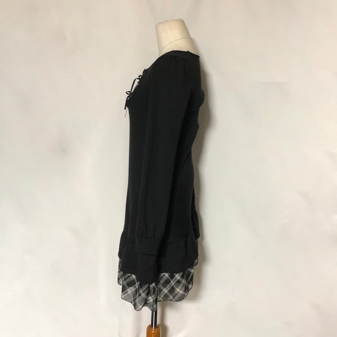 체크 리본 로걀 니트 원피스 상품이미지7