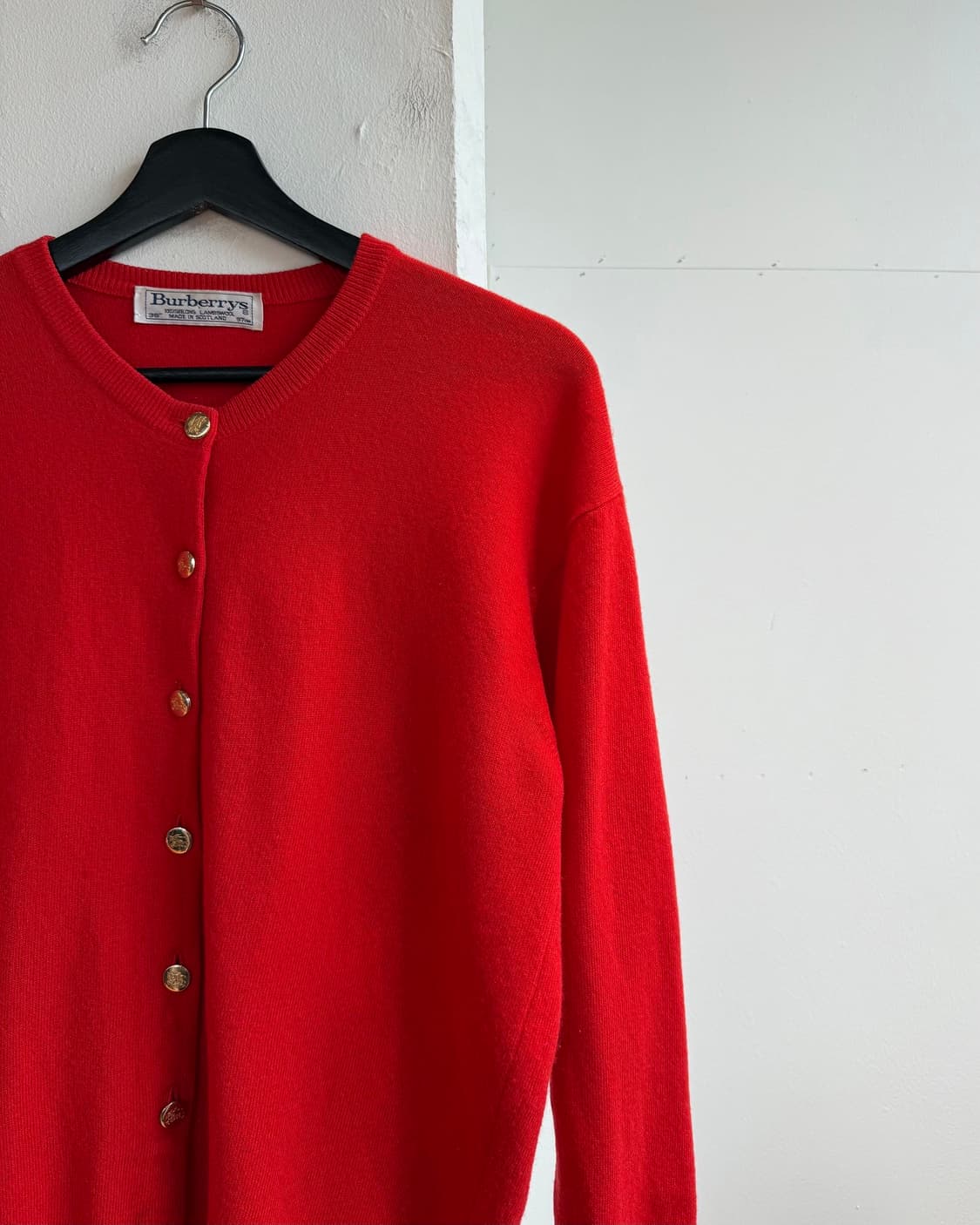 버버리 레드 금장 램스울 가디건 상품이미지5