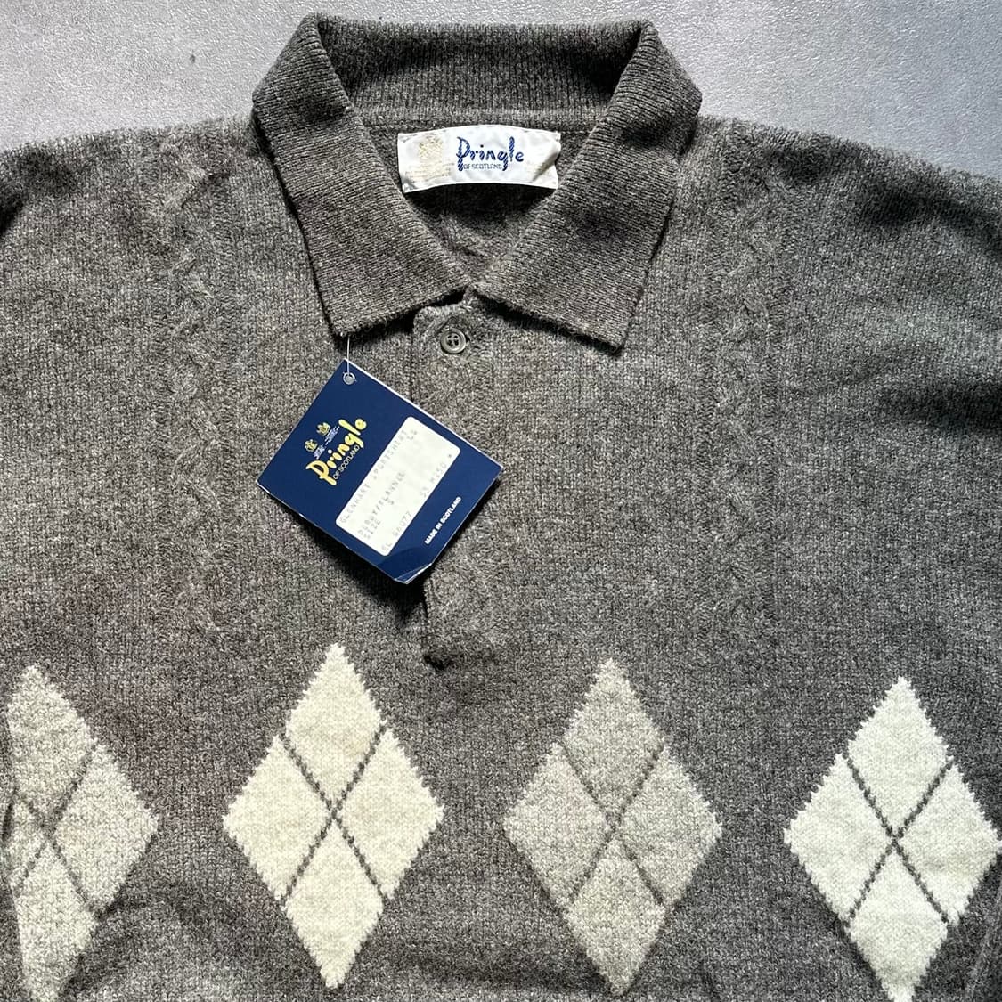 프링글 아가일 패턴 울 카라 니트 (va.92) 상품이미지2