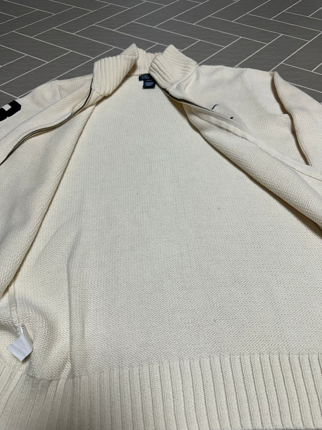 폴로 빅포니 니트집업 아이보리 상품이미지4