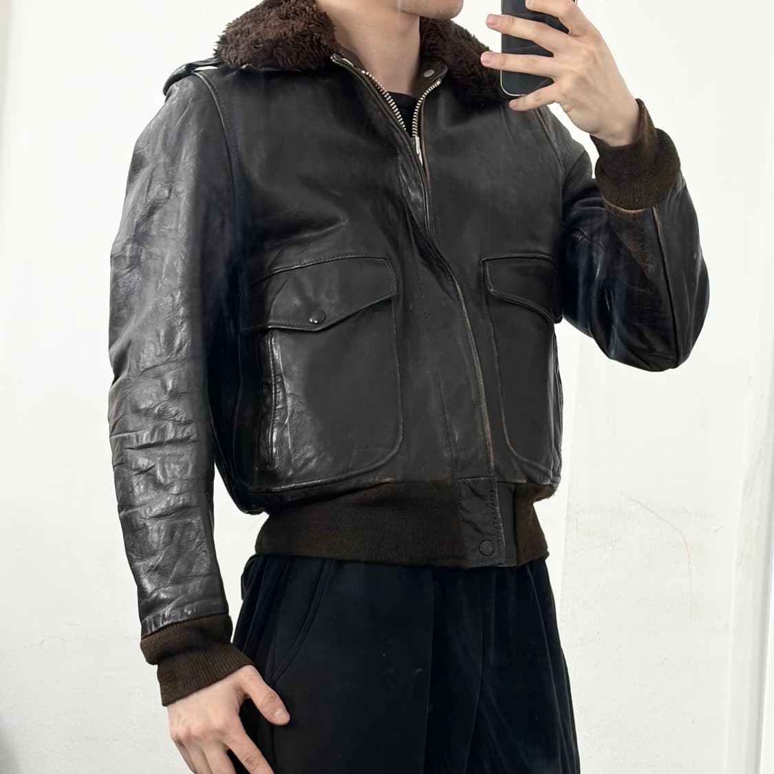 쇼트 60s 천연가죽 A-2 플라이트 자켓 상품이미지4