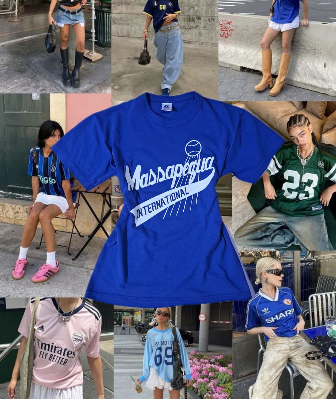 Y2K 스포티 넘버 반팔티셔츠 블루 상품이미지2