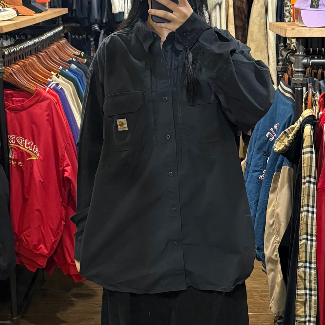 [HI] Carhartt 칼하트 투포켓 긴팔셔츠 블랙 상품이미지1