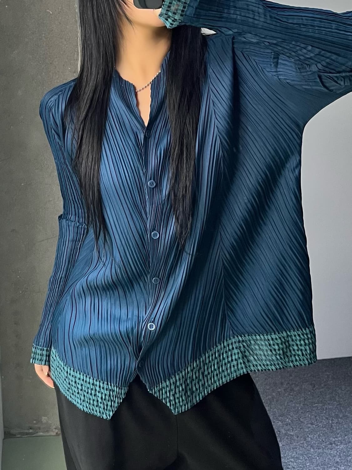 이세이 미야케 플리츠 체크 가디건 상품이미지2