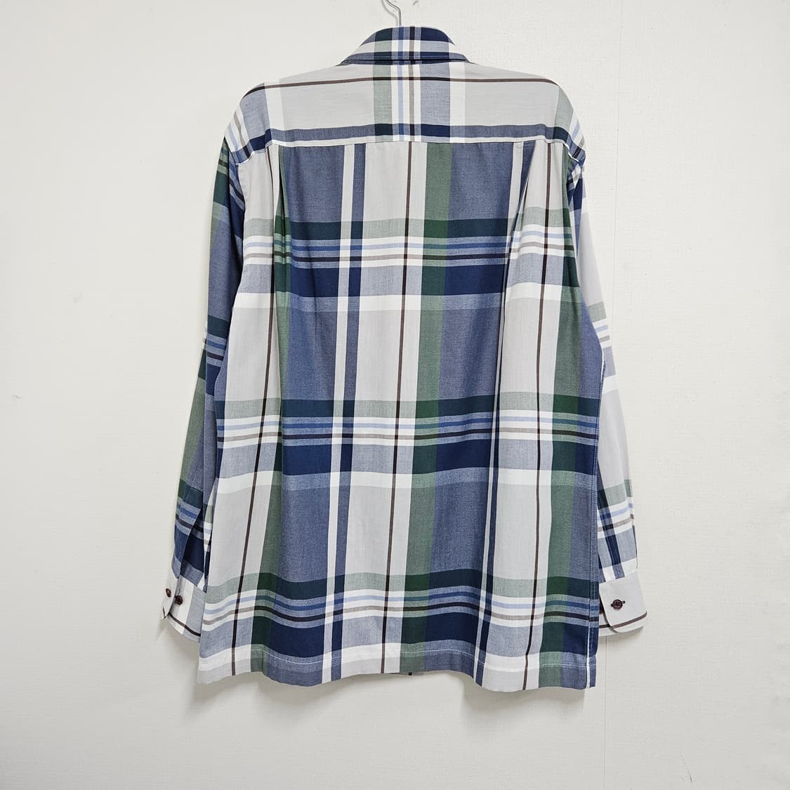 100 닥스 체크셔츠 블루 카키 상품이미지3