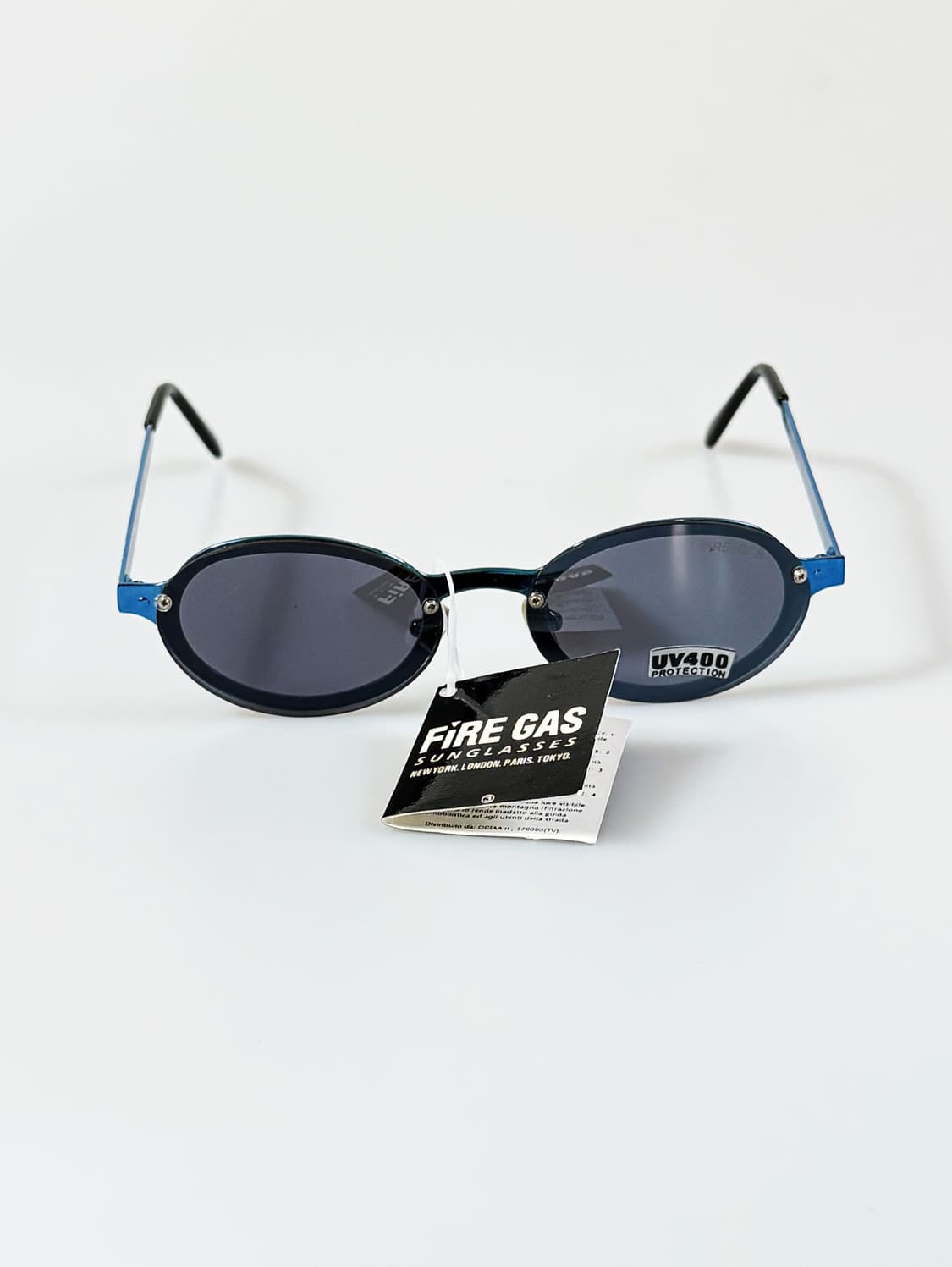 90s FIRE GAS 무테 오벌 블루메탈 프레임 빈티지 선글라스 상품이미지1