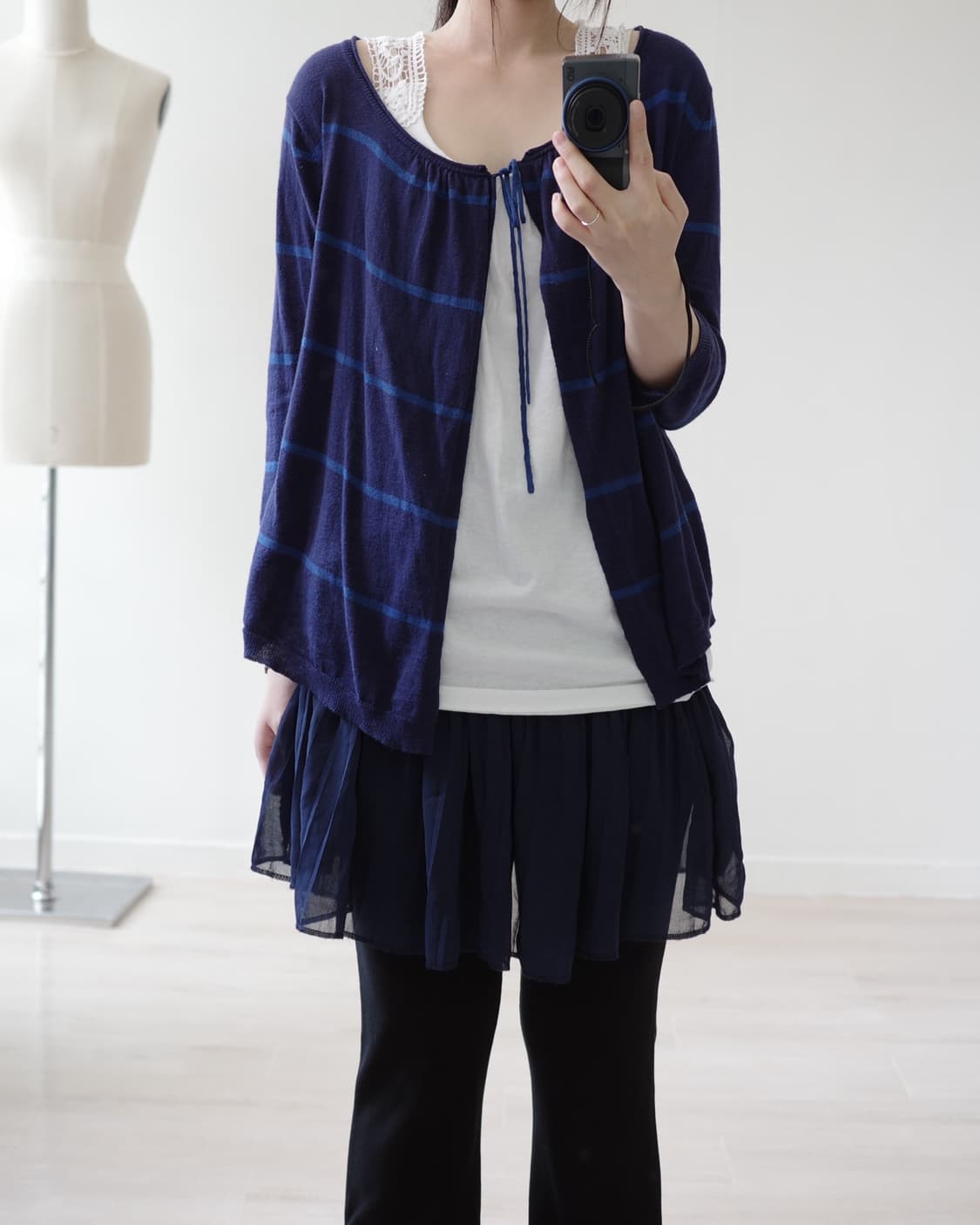  Deep marine stripe layered cardigan 상품이미지4