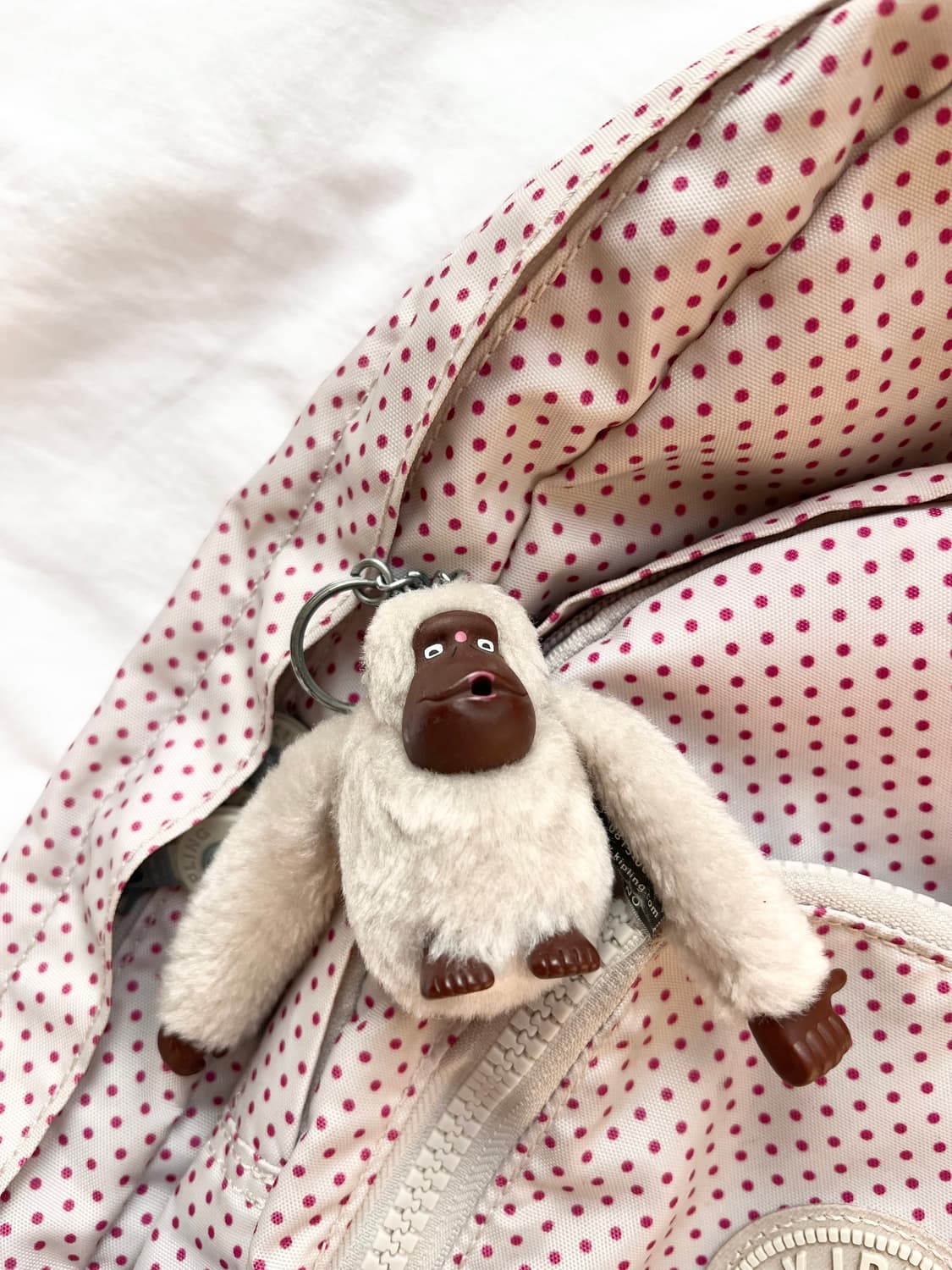 키플링 정품 핑크 도트 백팩 베이지컬러&핑크도트 희귀매물 상품이미지9