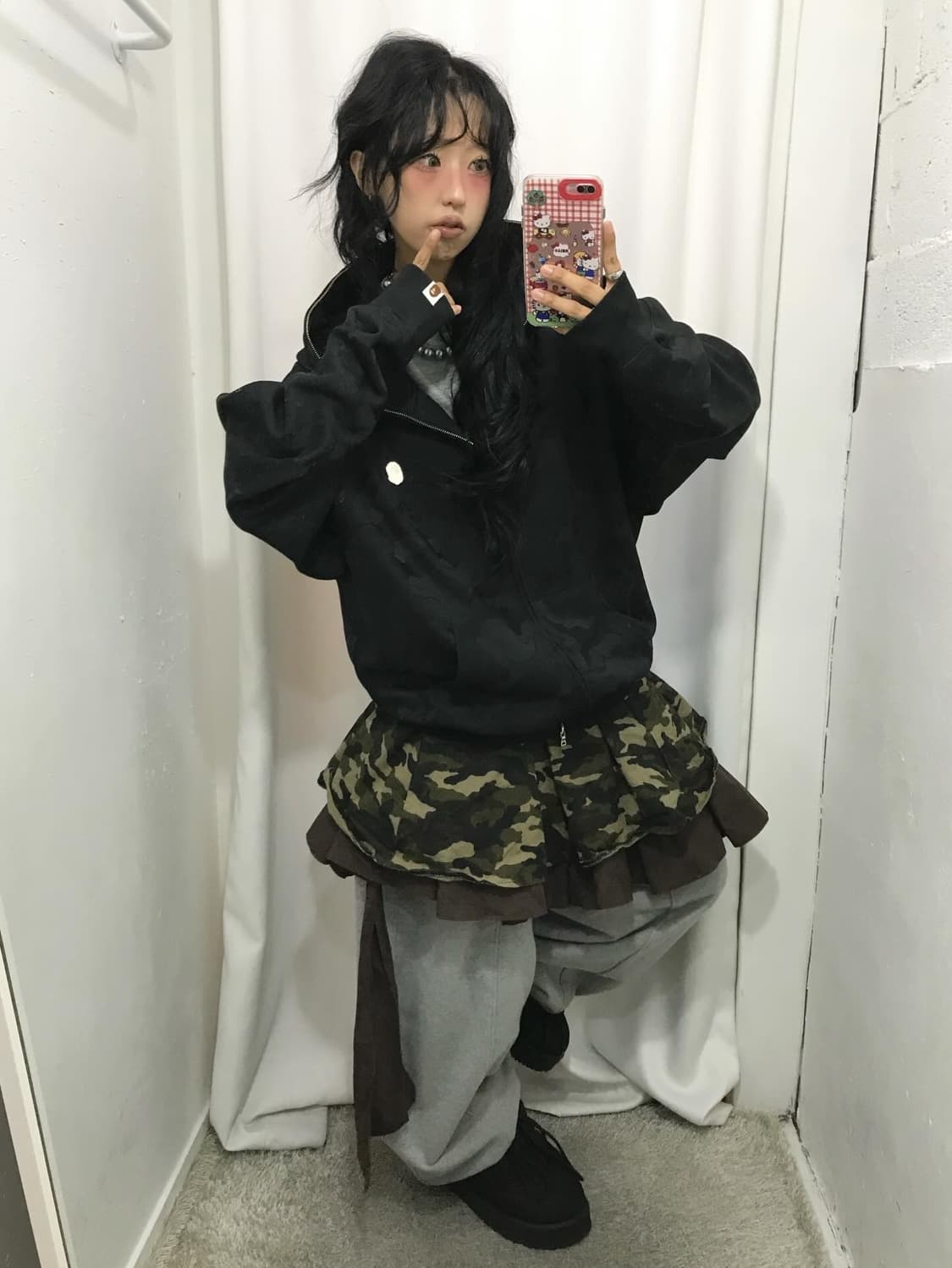 Bape Black Camouflage Two way Hood Zip 상품이미지3