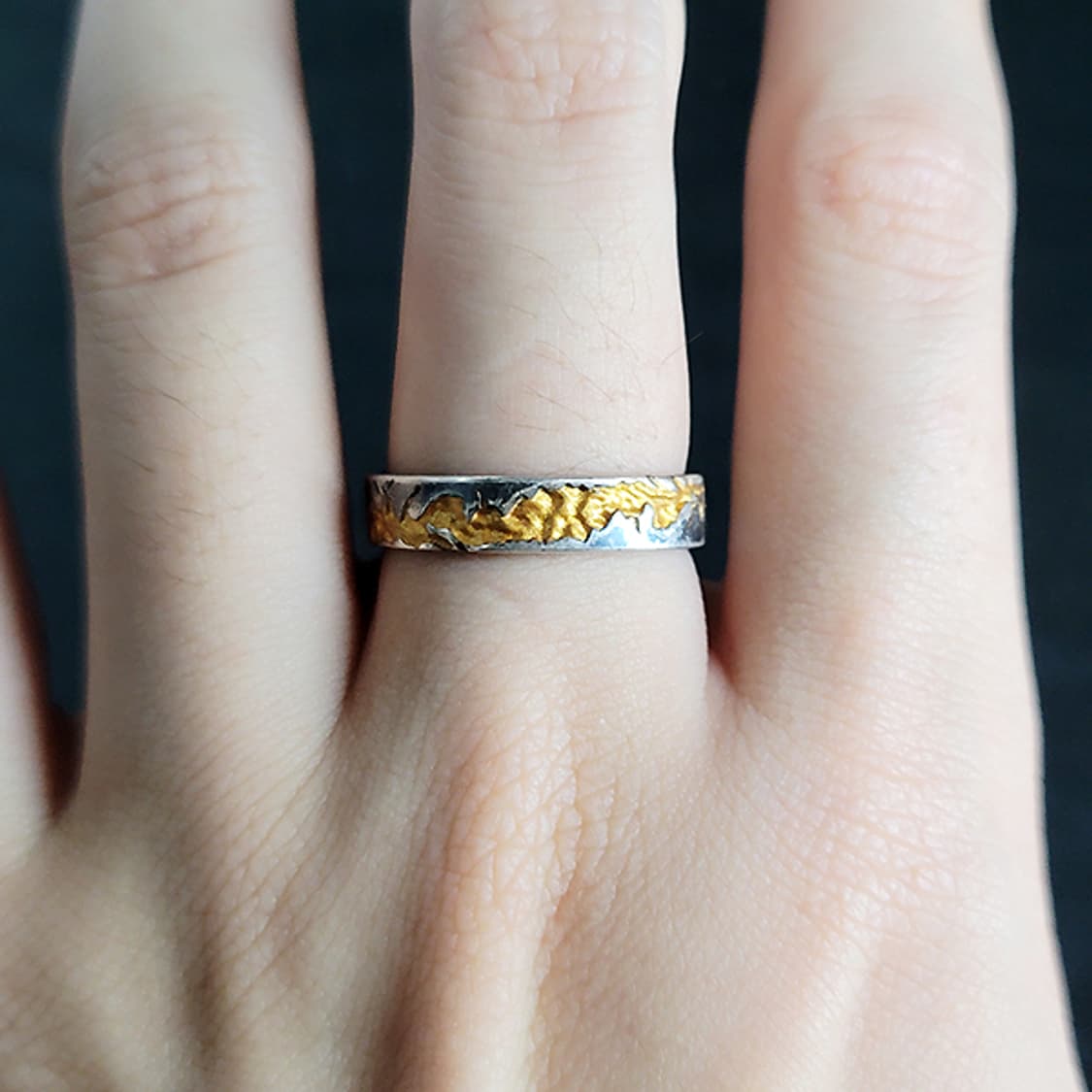 Orcal 실버 흑도금 남자 엔틱 빈티지 명품 금 크랙 반지 상품이미지6