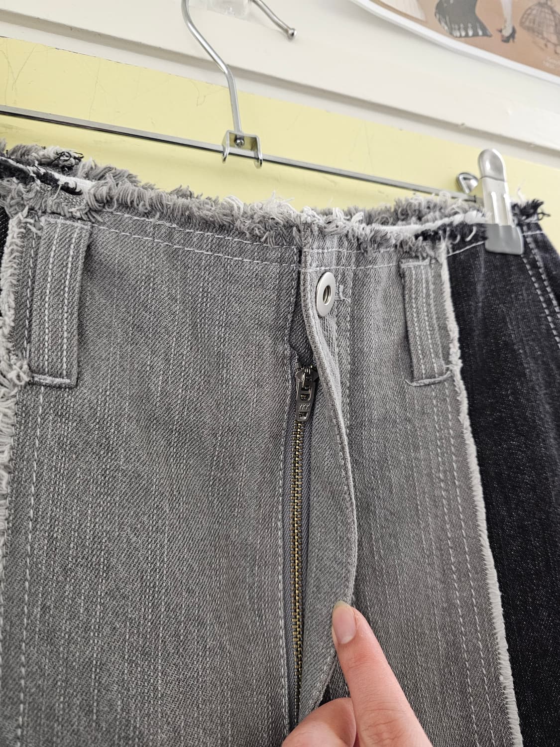 블랙&그레이 투톤 와이드 청바지 상품이미지4