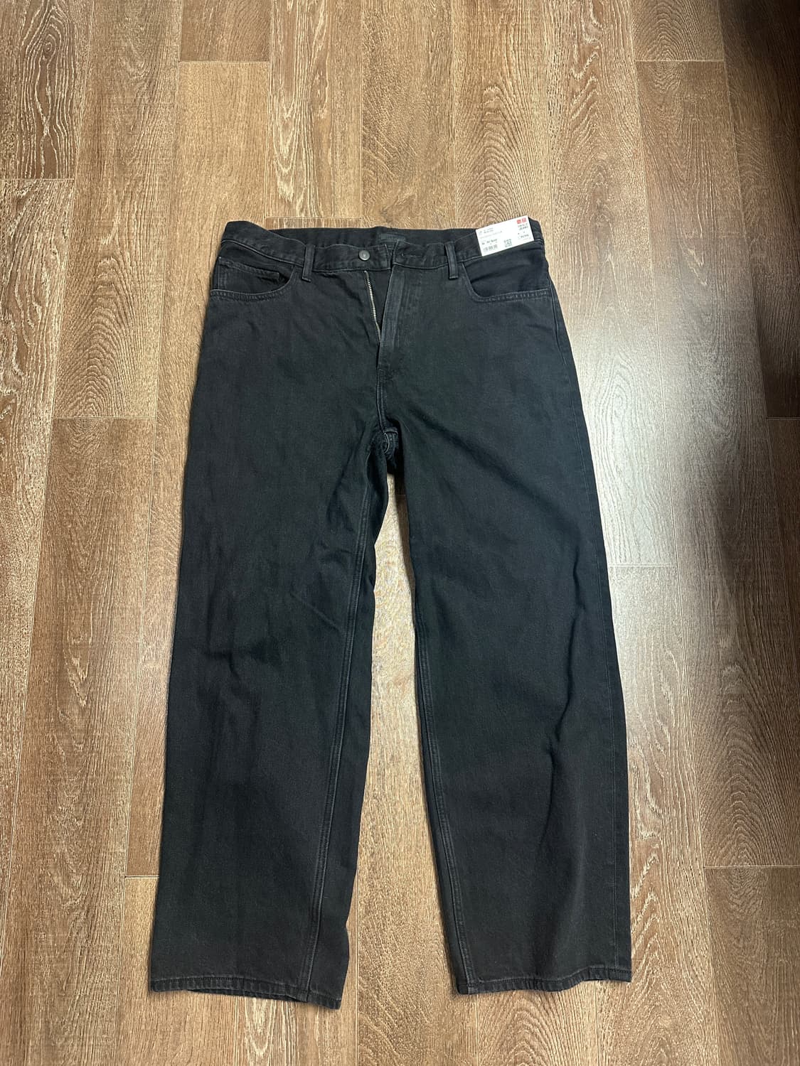 유니클로 와이드 스트레이트진 36 블랙  상품이미지1