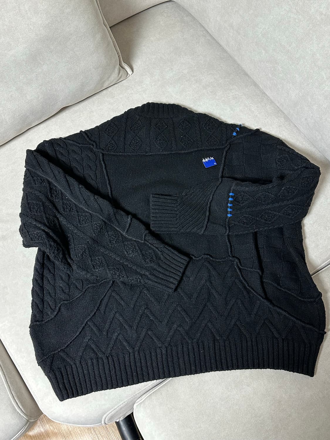 자라 x 아더에러 패치워크 오버사이즈 니트 스웨터 블랙 S-M 상품이미지3