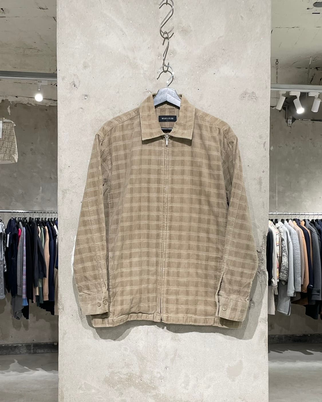 moelleuse 베이지 코듀로이 체크 집업 자켓 상품이미지1