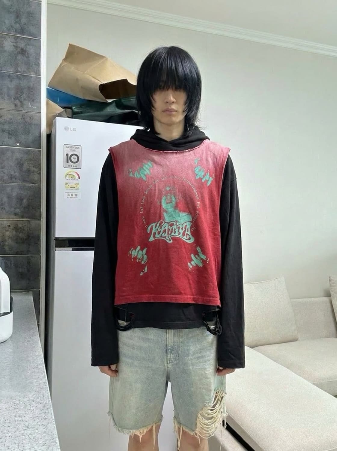 Kamiya  “JEALOUSY BOY” 도킹 레이어드 후드 롱슬리브 상품이미지1