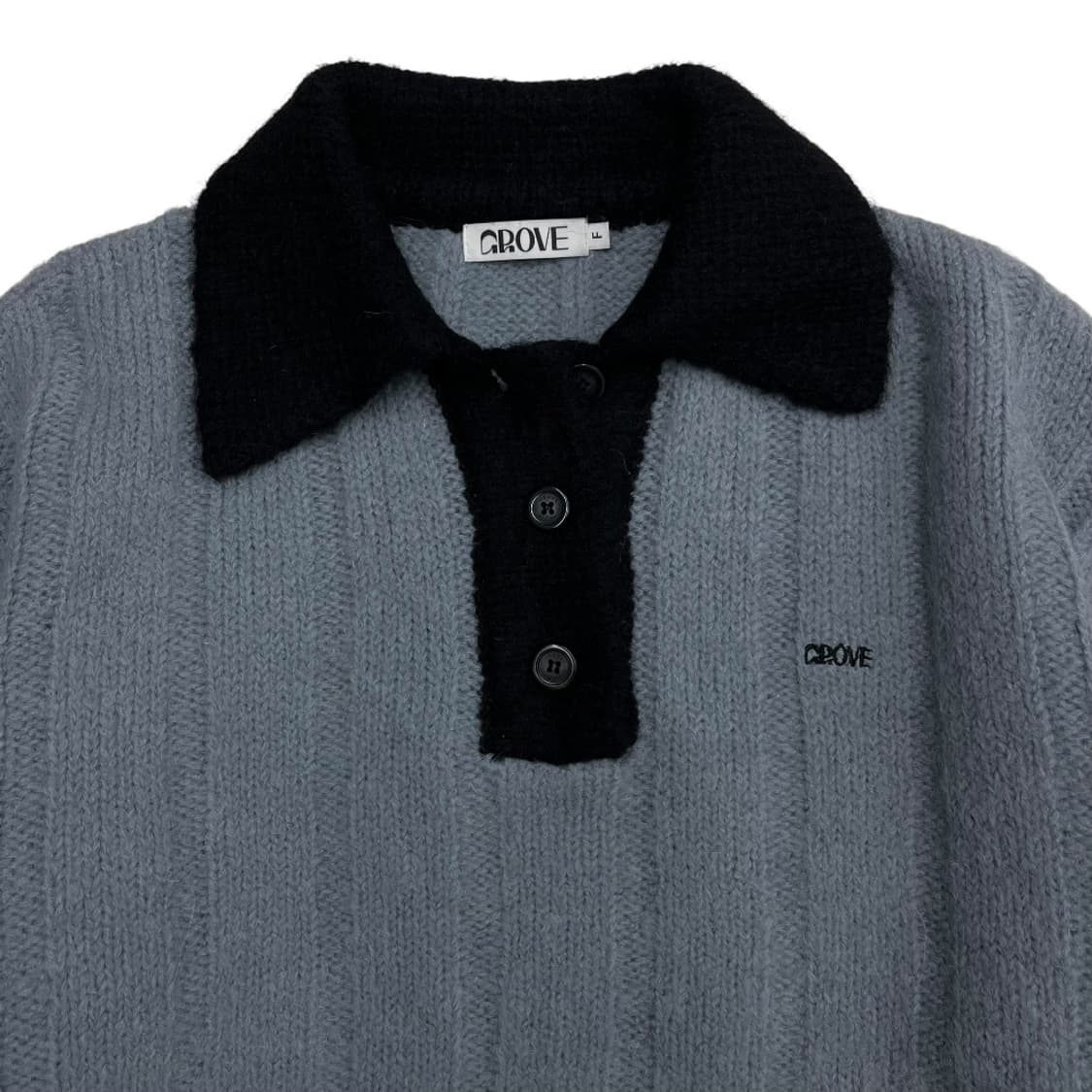 그로브 블랙 배색 딥소라 카라 니트 상품이미지4