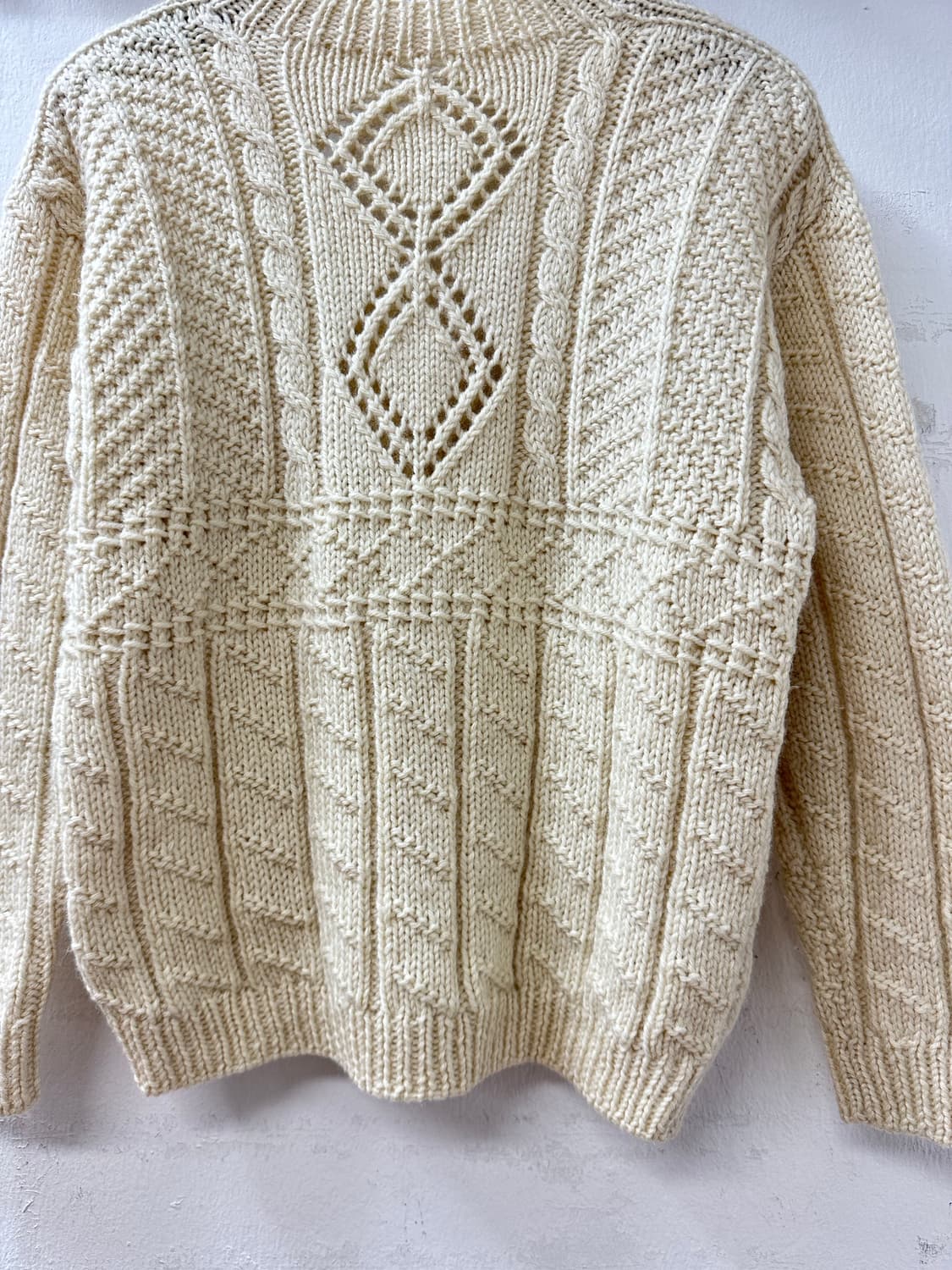 일본빈티지 아이보리 케이블 짜임 울 니트 스웨터 풀오버 상품이미지4