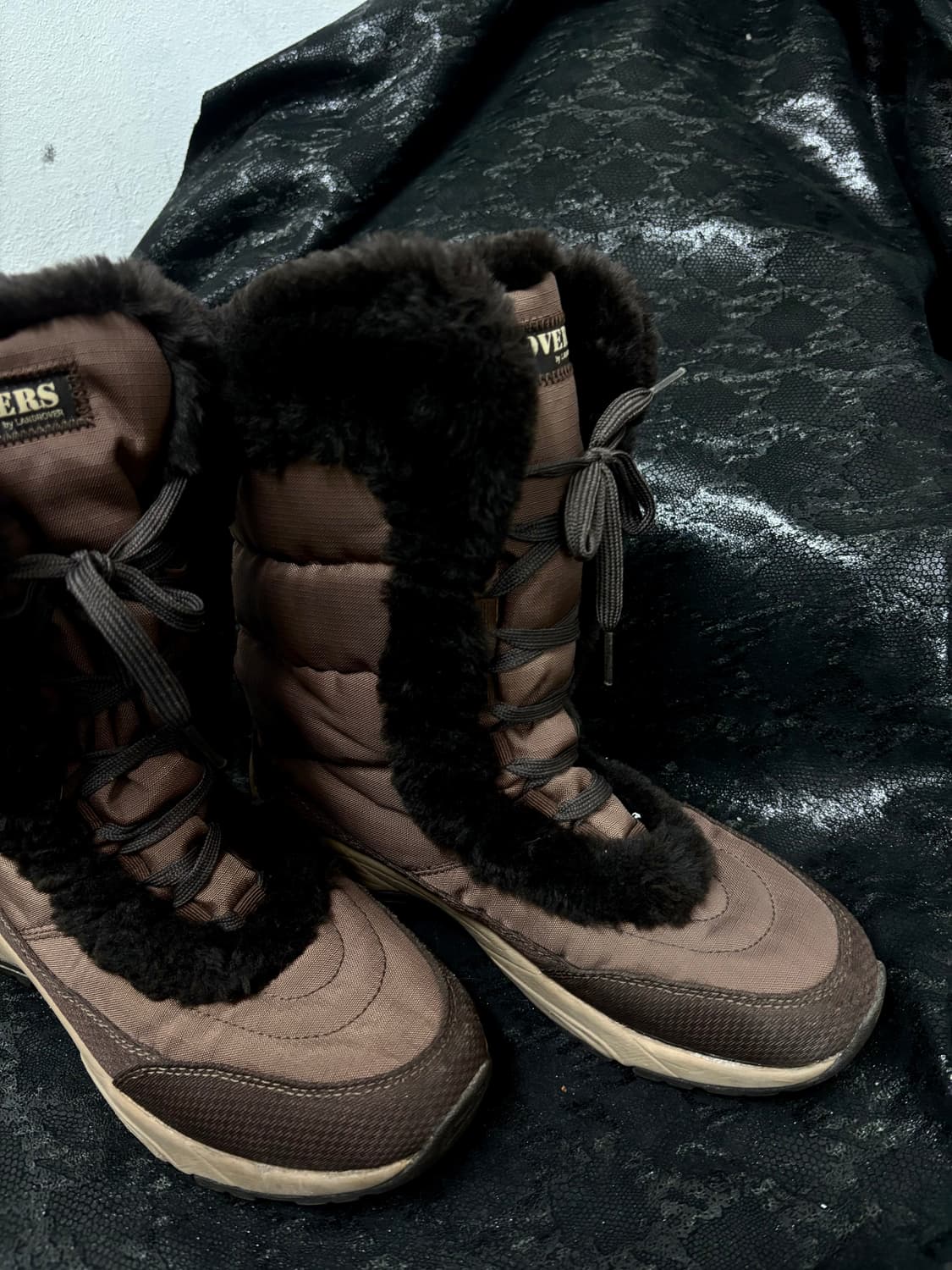 “Vintage” Y2K Mood Brown Fur Trimming Pa 상품이미지4