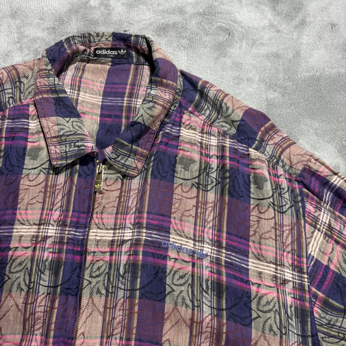 90s 아디다스 체크패턴 블루종 상품이미지2