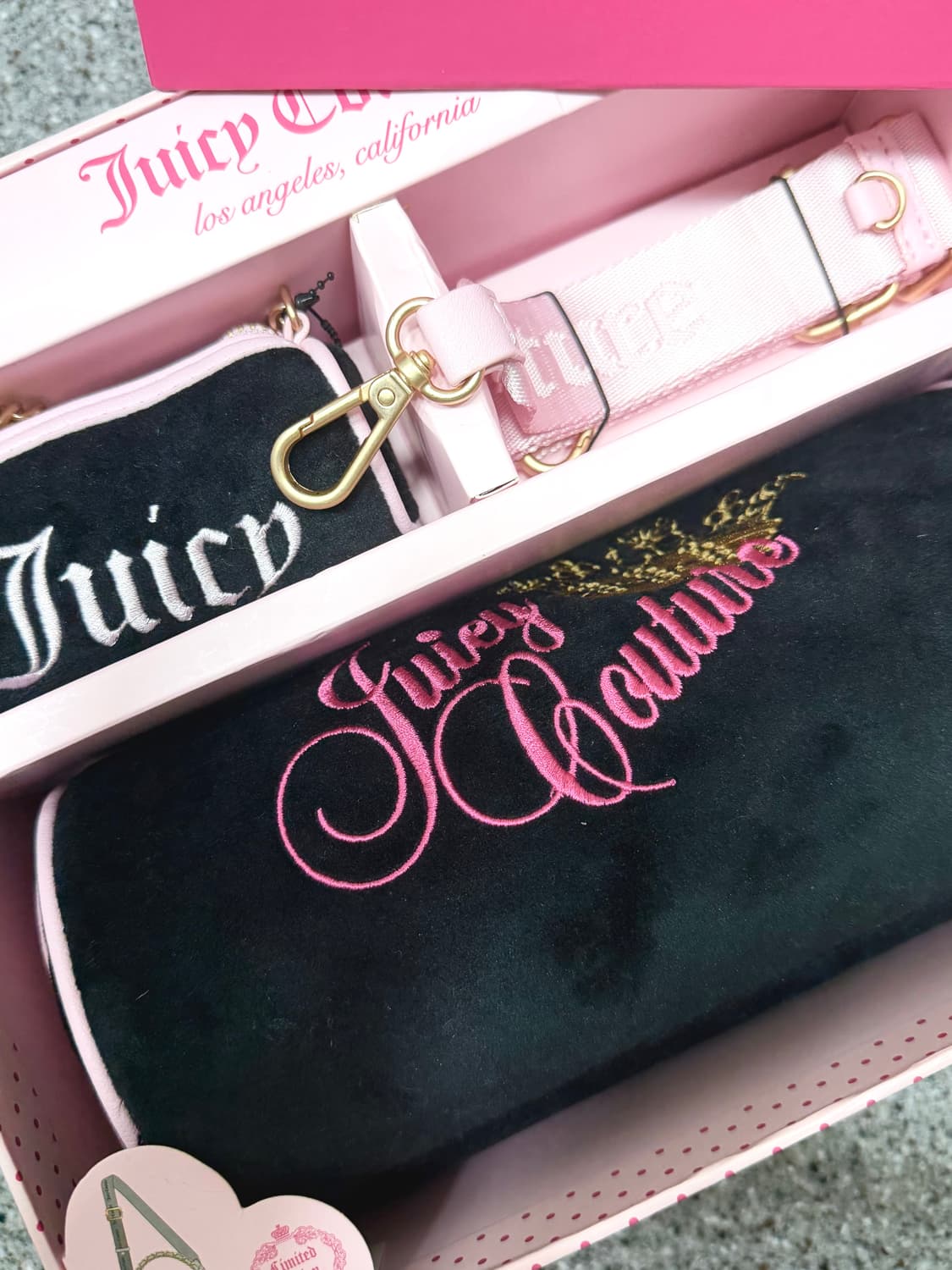 쥬시꾸뛰르 배럴백/검정색 희귀매물/2way/챰•스트랩 포함 상품이미지1