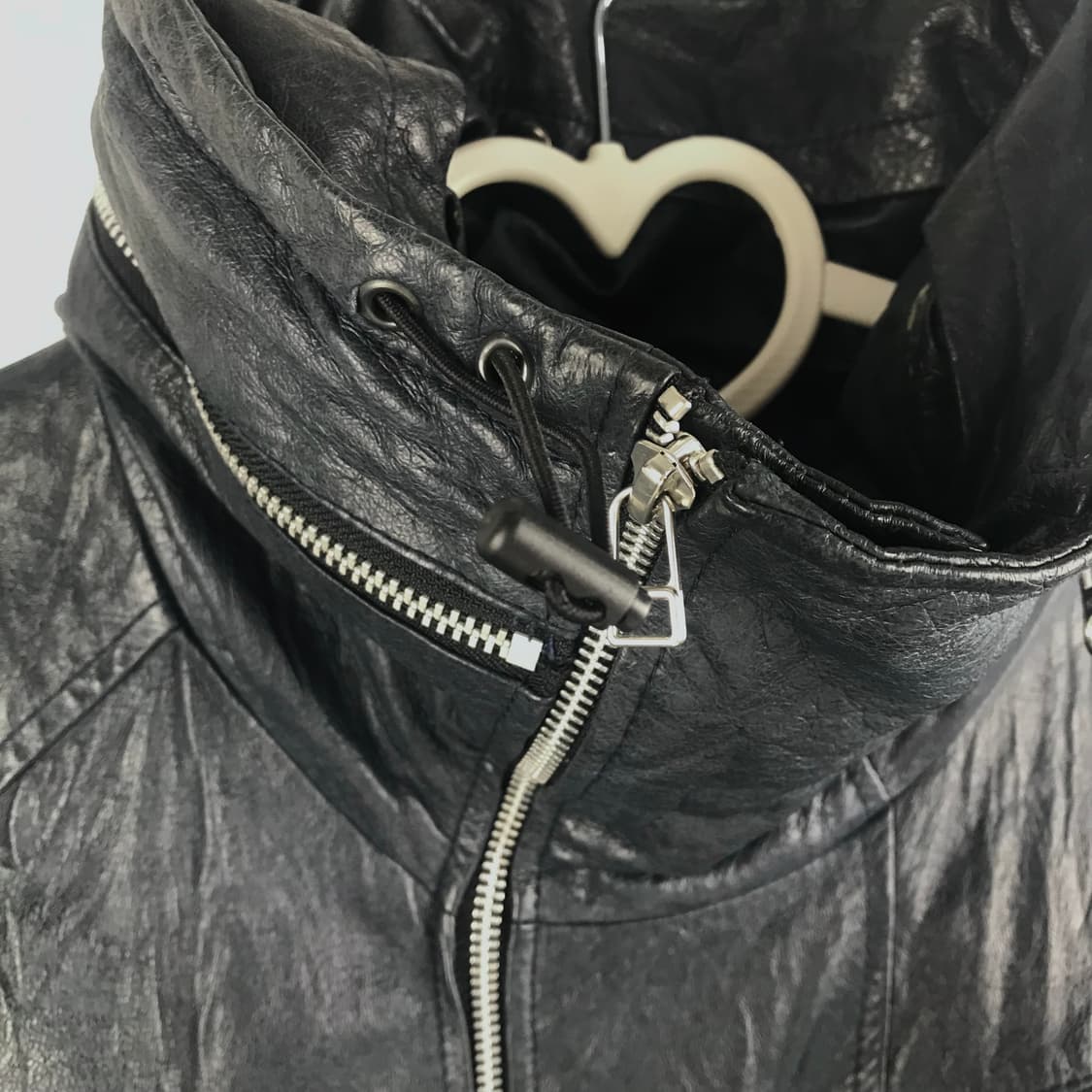 레더 집업 하이넥 바이커자켓 y2k 가죽트러커빈티지점퍼 라이더 펑크룩 상품이미지4