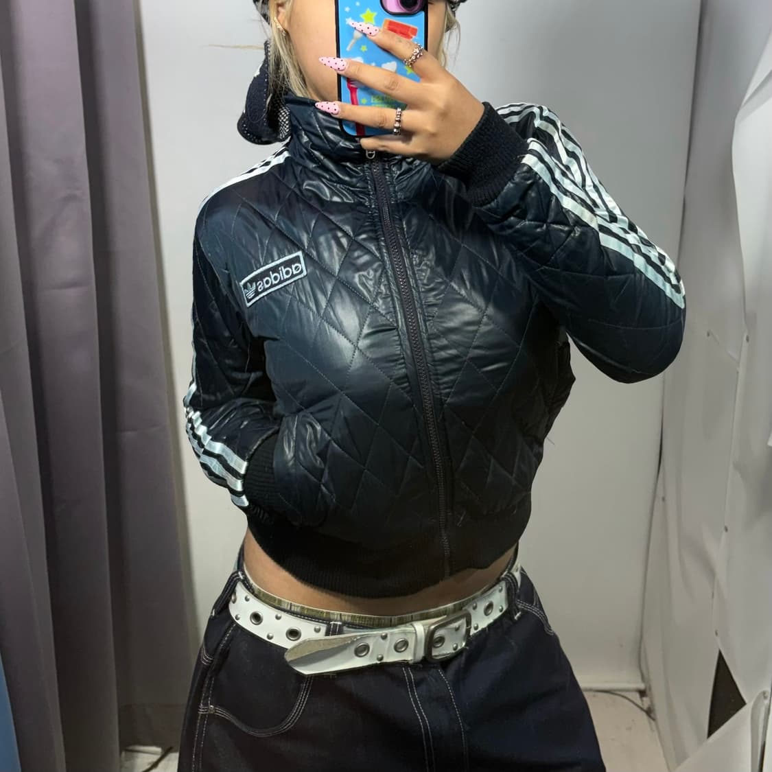 y2k 아디다스 네이비 퀄팅 자켓  상품이미지2