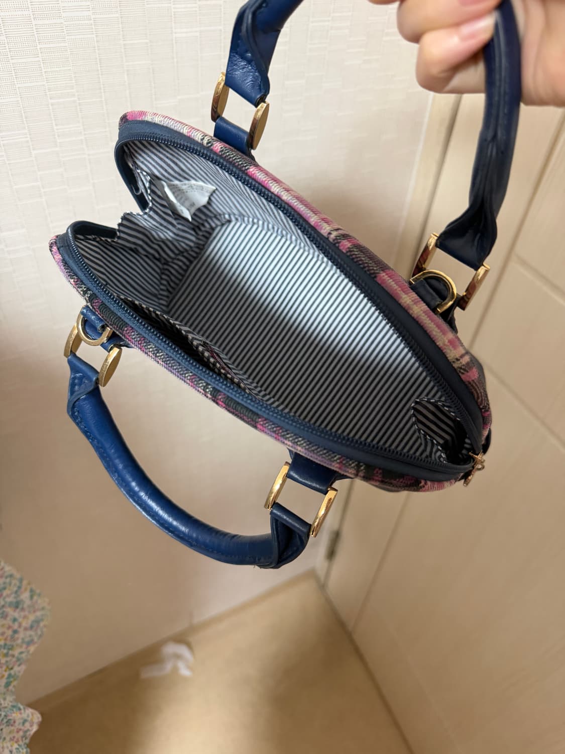 하트 체크 미니 핸드백 숄더백 빈티지 모리걸 니혼진 러블리 상품이미지4