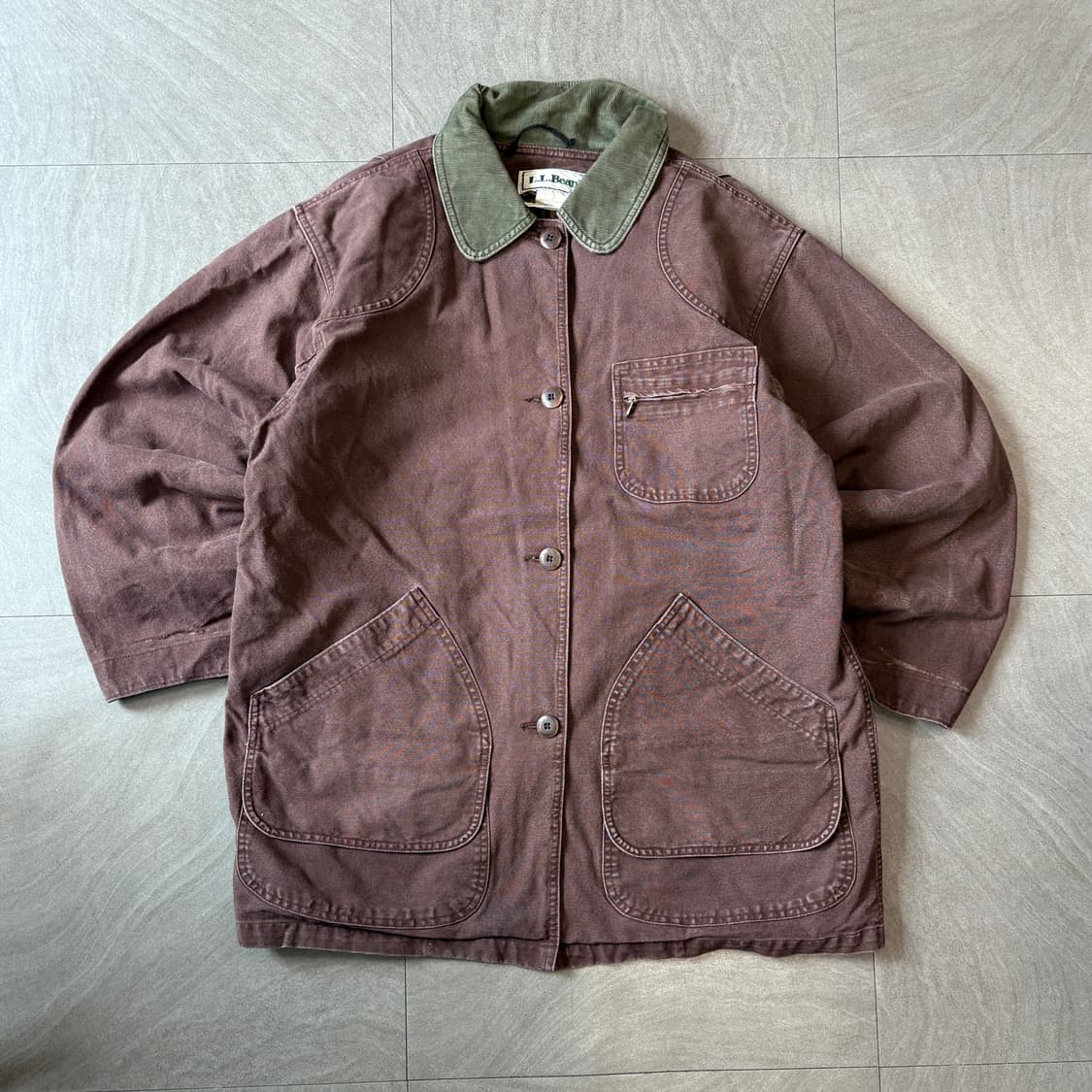 90s 90년대 llbean 생산 엘엘빈 버건디 헌팅 자켓 상품이미지1