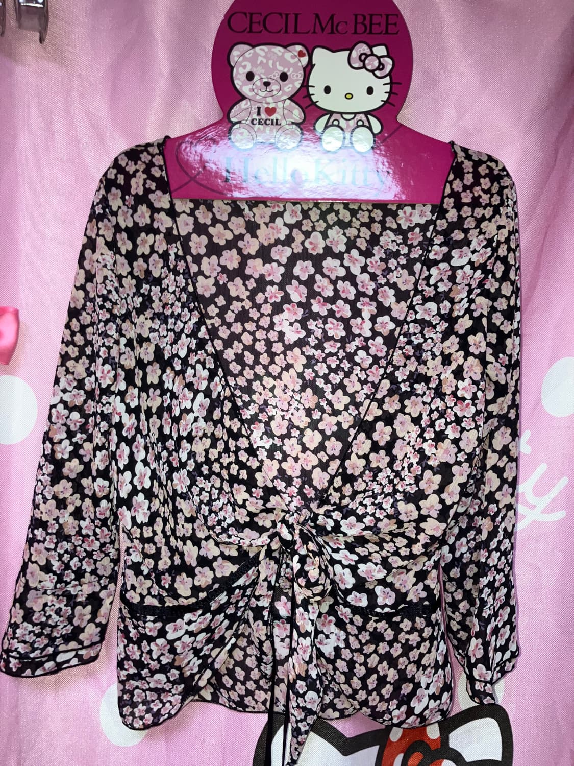 jpn 핑크 플라워 리본 가디건 상품이미지2