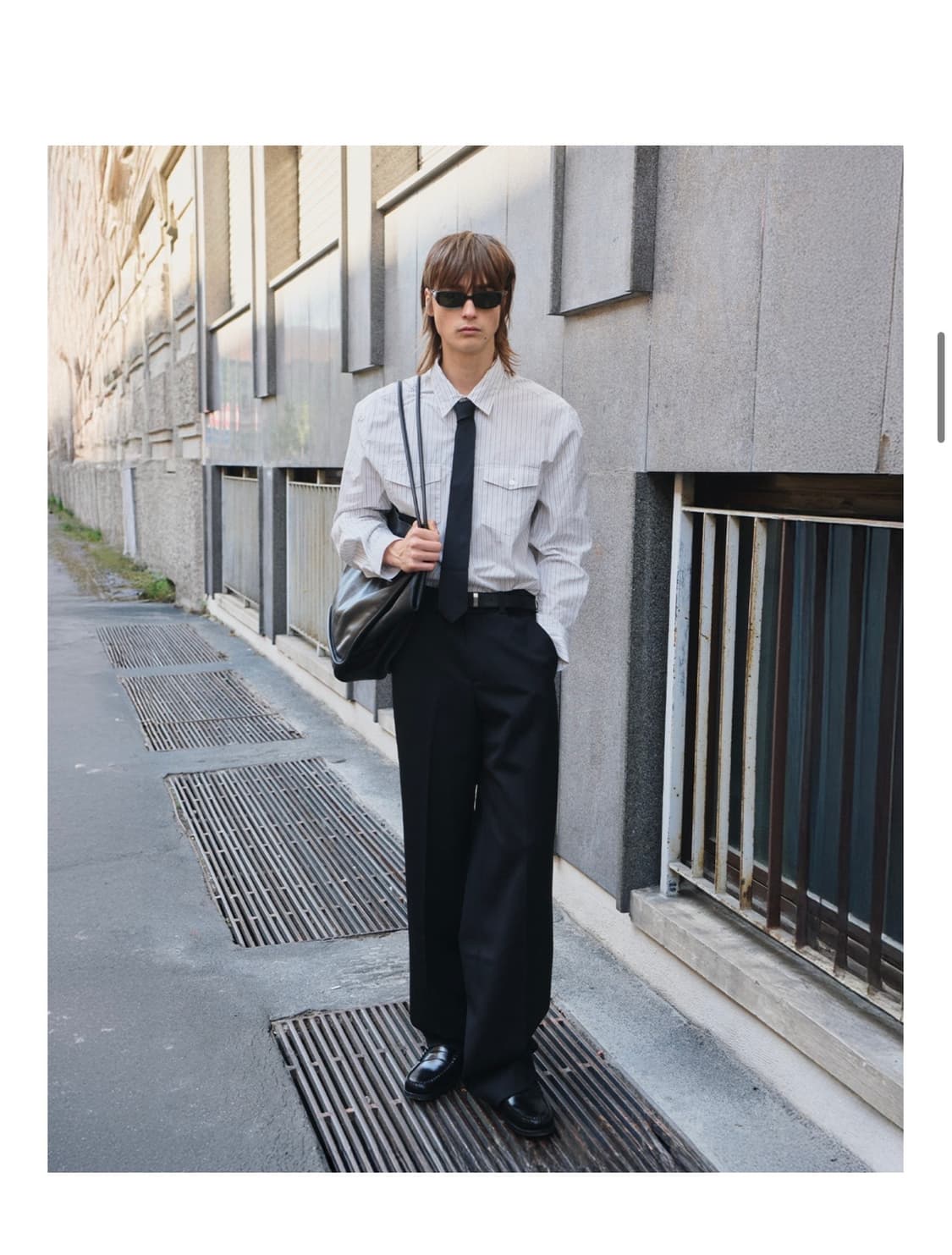 엘무드 - 베르토 코튼 셔츠 화이트 스트라이프 (48사이즈) 상품이미지2