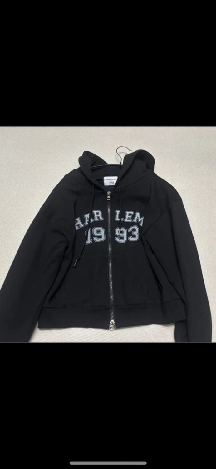 y2k 세미크롭 블랙 후드집업 상품이미지1