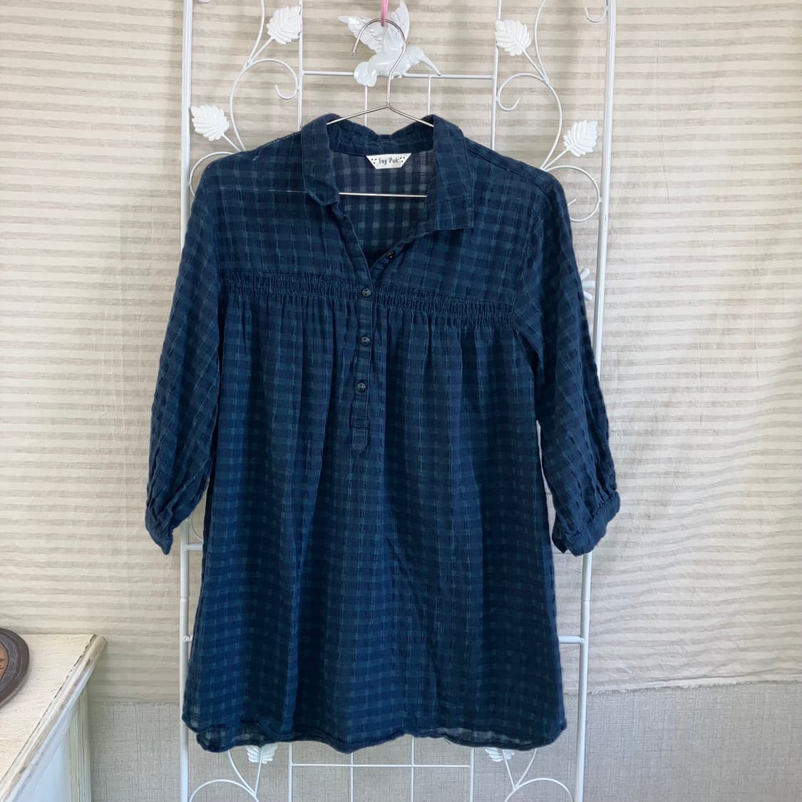 jpn vintage 딥 그린 버튼 블라우스 y2k 스트릿 갸루 펑키 상품이미지4