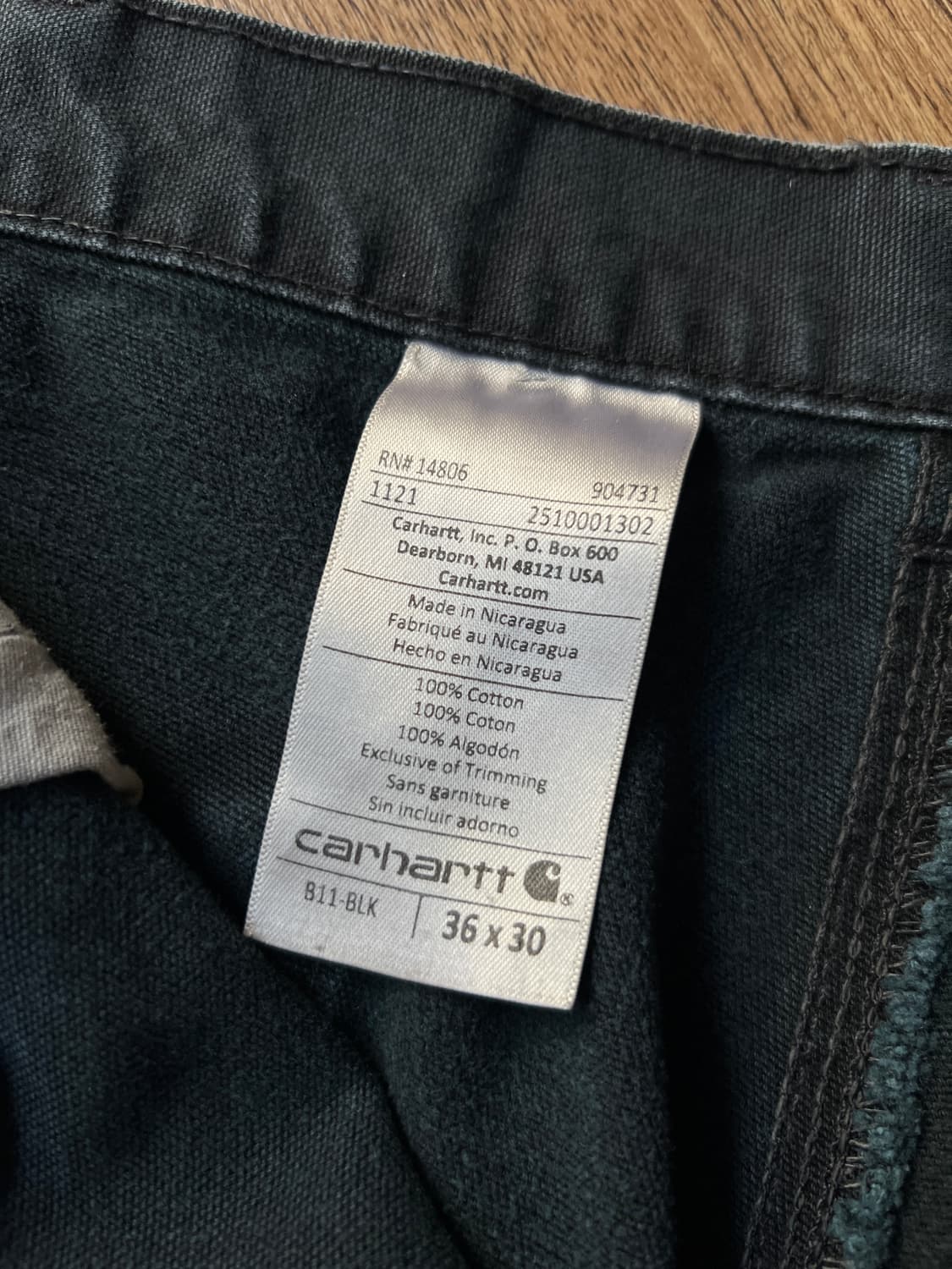 [36]칼하트 USA 블랙 싱글니 캔버스 워크팬츠 상품이미지5