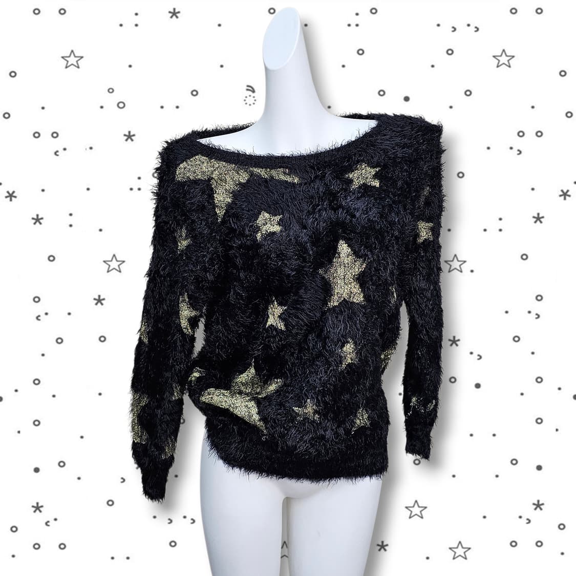  VTG 별 패턴 퍼 니트 상품이미지2