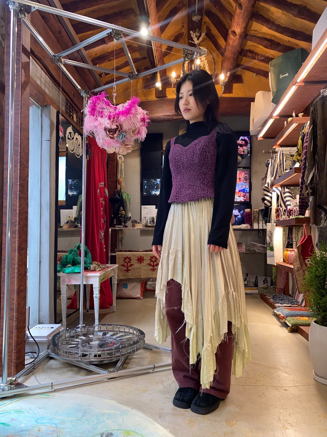 Vintage Ariella 텍스처드 슬리브리스 탑 상품이미지3