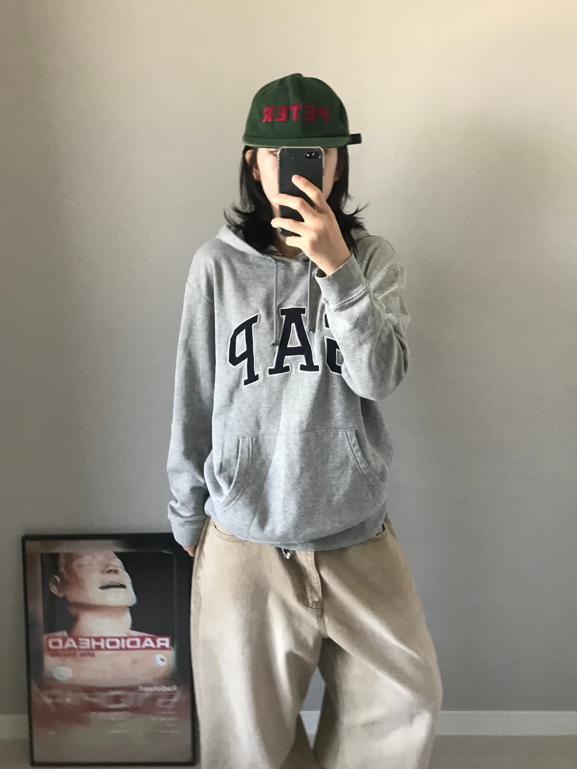 갭 GAP 빅로고 그레이 후드티 상품이미지4