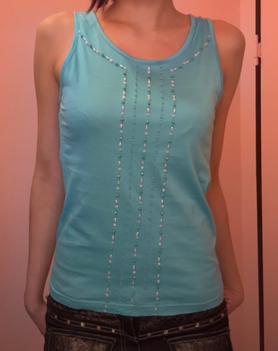 Y2k Mint sparkle sleeveless 상품이미지2