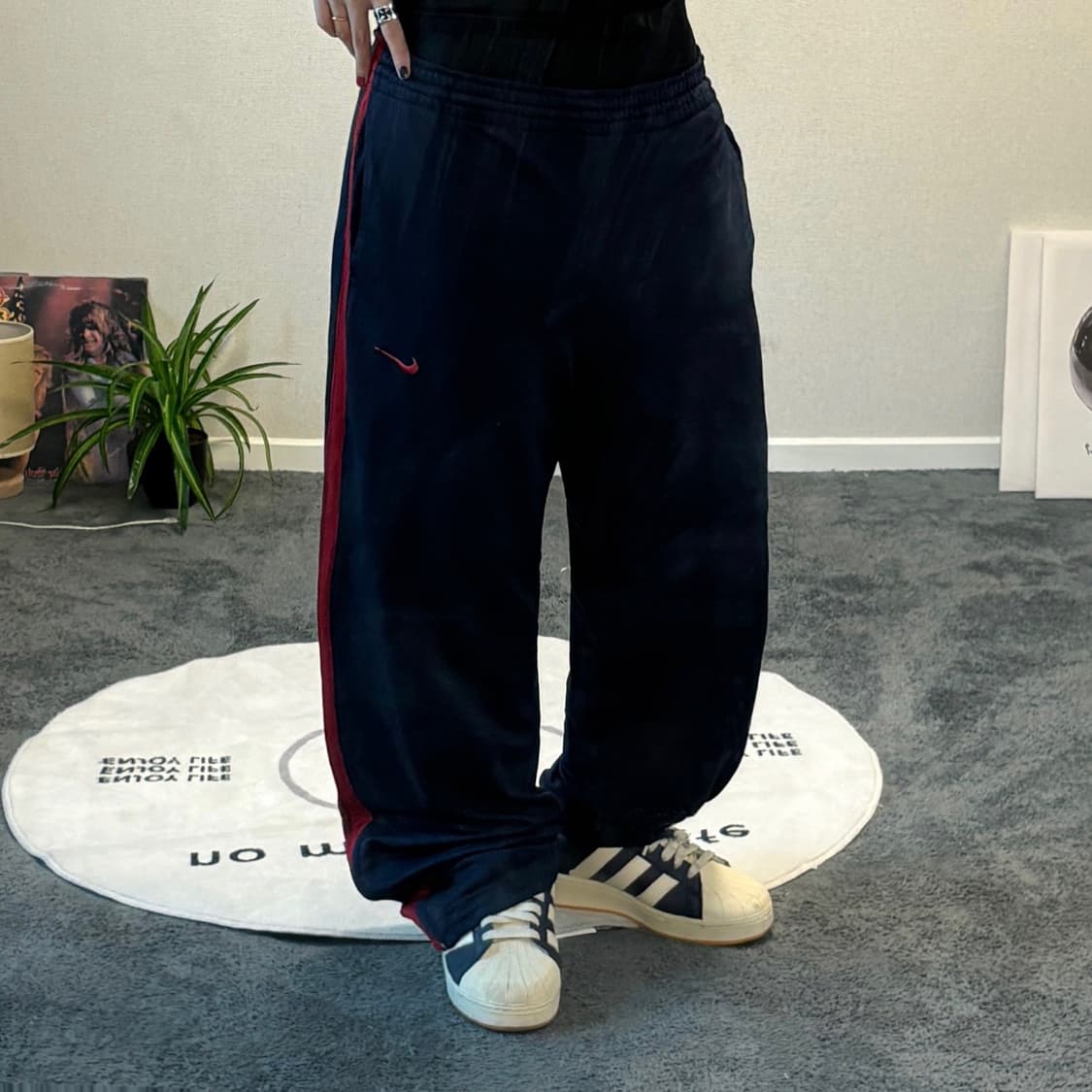 90s NIKE 올드스쿨 네이비 레드라인 트랙팬츠 상품이미지2