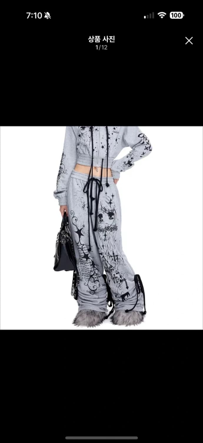 CFIERCE 씨피어스 엔젤걸 그래피티 퍼 후드집업 스웨트팬츠 셋업 세트 상품이미지7