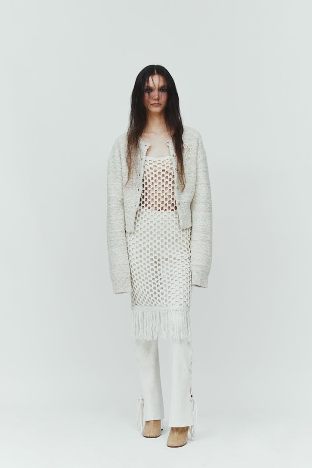 다이애그널 부클 메탈 가디건 아이보리 상품이미지3